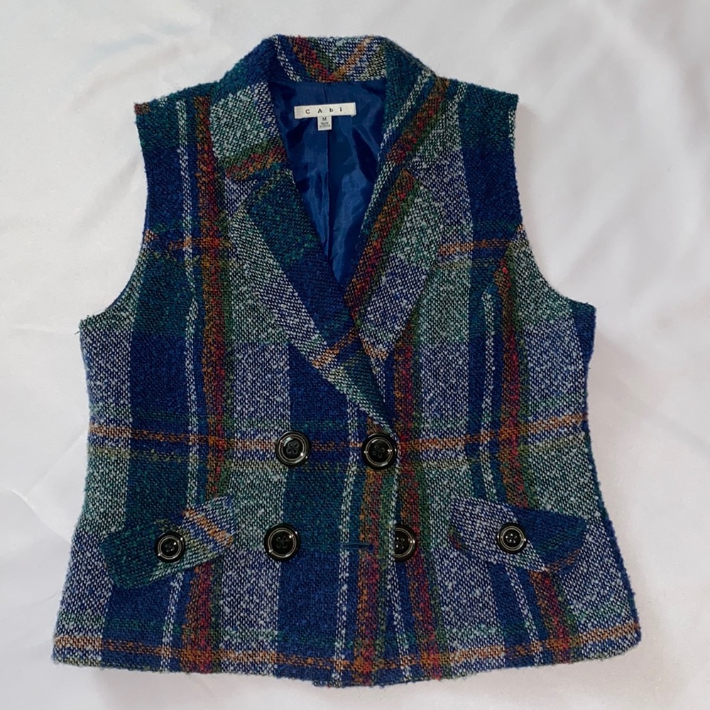 CAbi sleeveless plaid vest